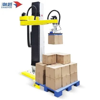 2つの異なる製品に対応し、異なるパレット形式にパレット化する自動パレタイザー